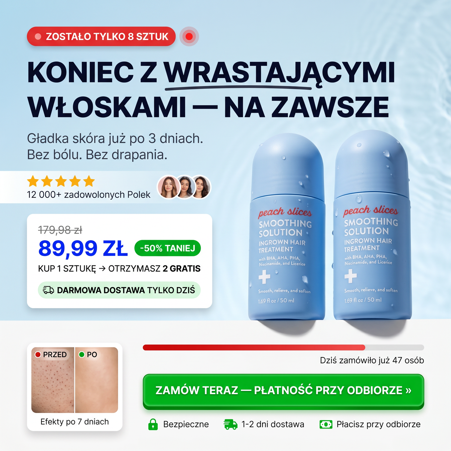 Zero wrastających włosków⚡ TYLKO DZIŚ — KUP 1 DOSTANIESZ 2🔥