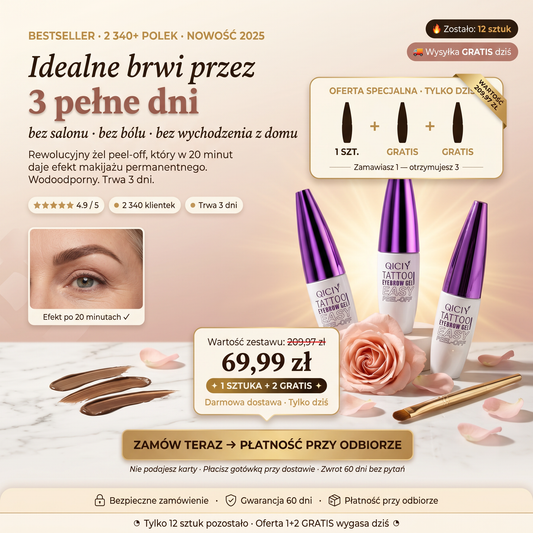 Idealne brwi przez 3 dni✨ — 69,99 zł, 2 gratis🎁, dostawa dziś 🔥