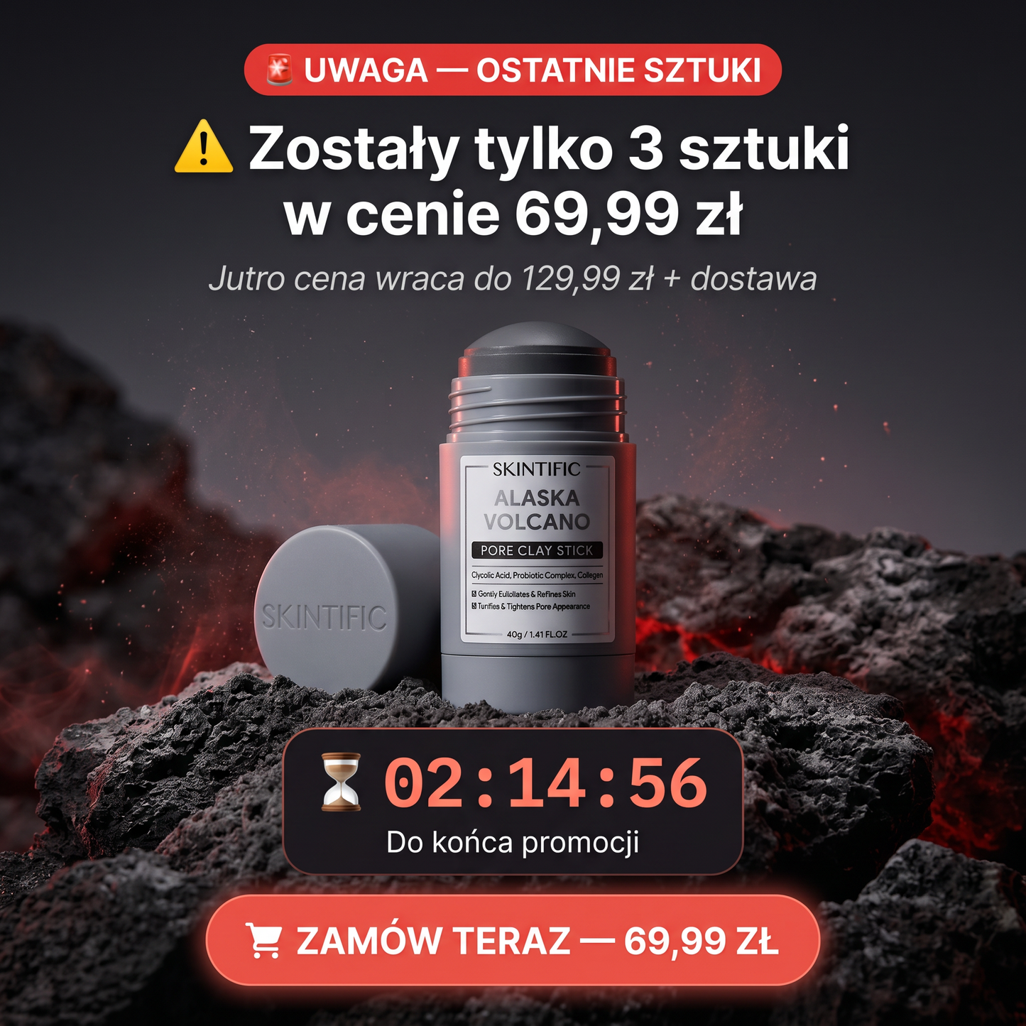 🌋 Alaska Volcano Clay Stick • 69,99 zł • Darmowa dostawa dziś🔥